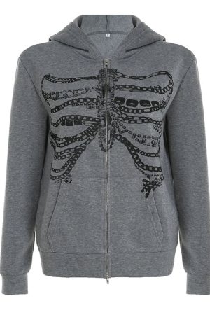 New Style Trends - Skeleton Street Zip-Up Alt Hoodie - Outfit Ideas
