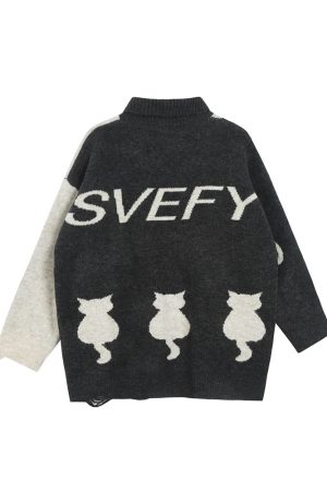 New Style Trends - Sleepy Kittens Cute Oversized Sweater - Outfit Ideas