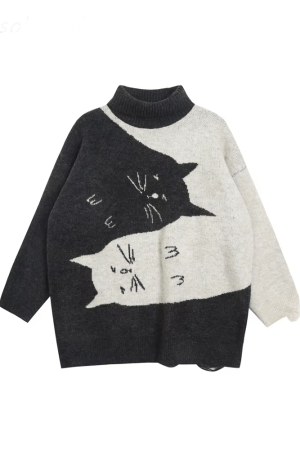 New Style Trends - Sleepy Kittens Cute Oversized Sweater - Outfit Ideas