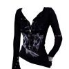 New Style Trends - Smoke Print Alt Goth Long Sleeve Top - Outfit Ideas