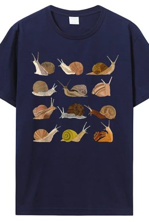 New Style Trends - Snail Graphic Cotton T-Shirt - Outfit Ideas