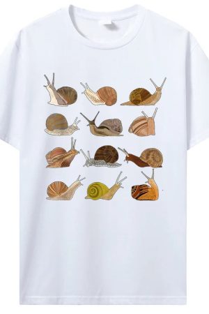 New Style Trends - Snail Graphic Cotton T-Shirt - Outfit Ideas