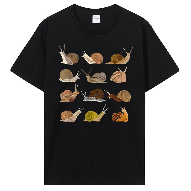 New Style Trends - Snail Graphic Cotton T-Shirt - Outfit Ideas