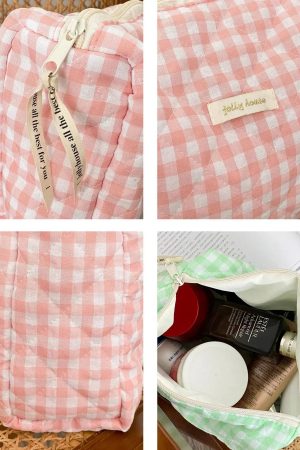 New Style Trends - Soft Checkered Coquette Makeup Bag - Outfit Ideas