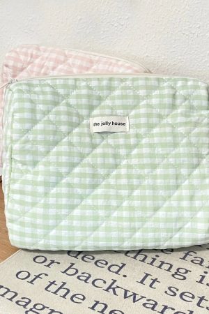 New Style Trends - Soft Checkered Coquette Makeup Bag - Outfit Ideas