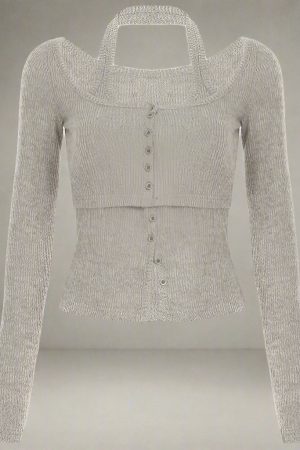 New Style Trends - Soft Drape Button-Up Knit Edgy Long Sleeve Top - Outfit Ideas