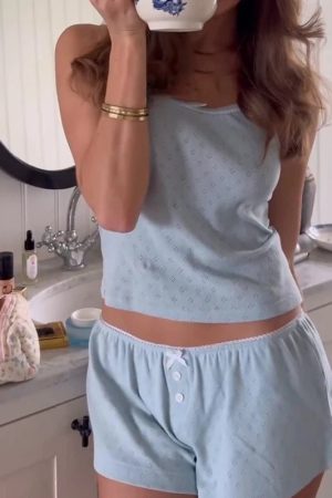 New Style Trends - Soft Sky Coquette Pajama Set - Outfit Ideas