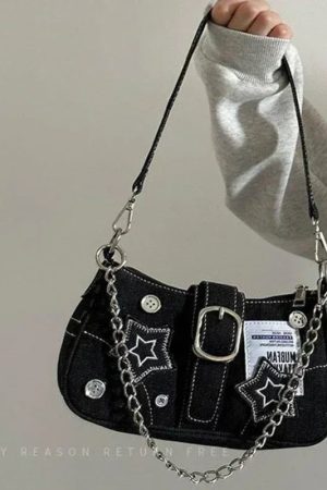 New Style Trends - Star Rebel Y2k Denim Shoulder Bag - Outfit Ideas