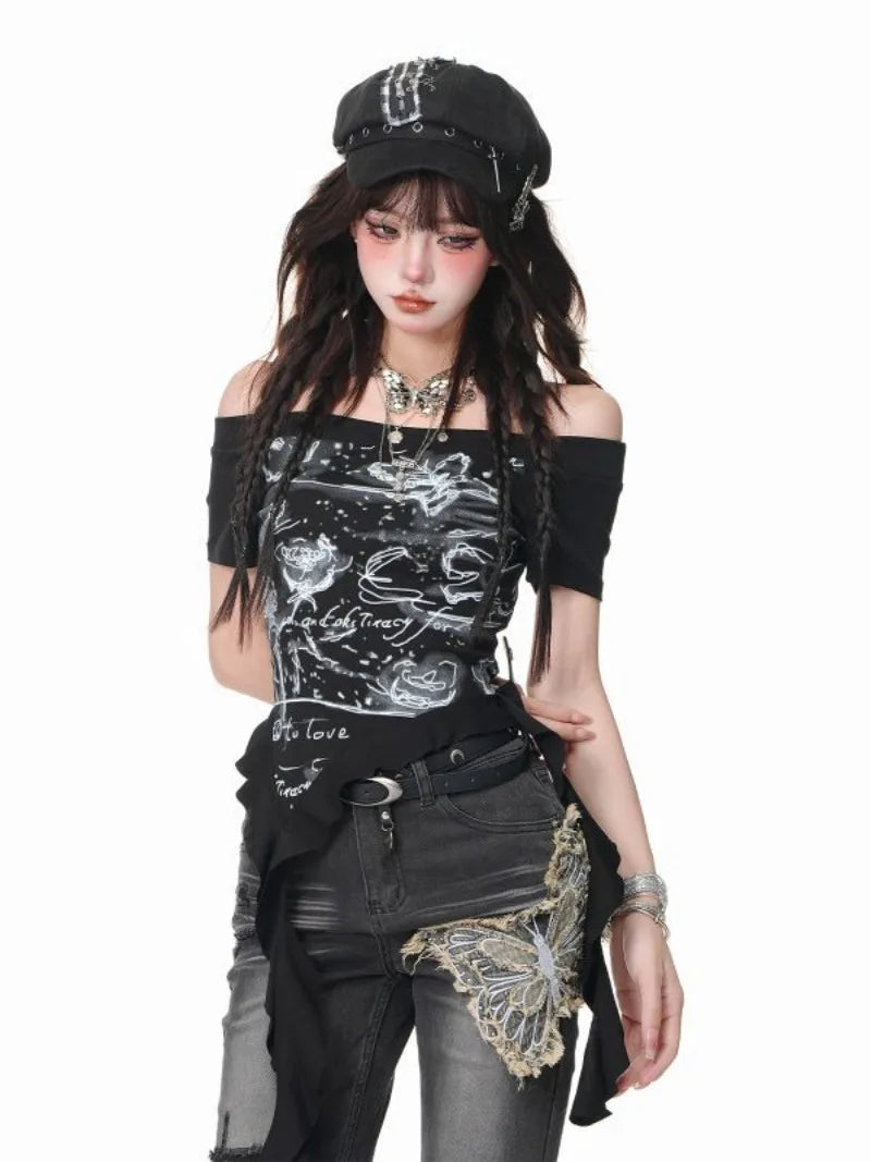 New Style Trends - Starlit Chaos Off-Shoulder Alt Top - Outfit Ideas New Style Trends - Starlit Chaos Off-Shoulder Alt Top - Outfit Ideas