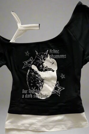 New Style Trends - Starry Haunt Off-Shoulder Alt Crop Top - Outfit Ideas