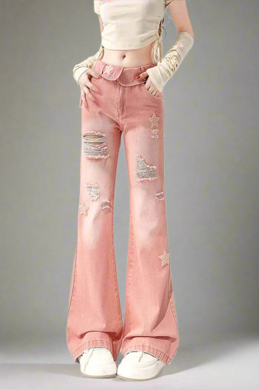 New Style Trends - Starry Pink Edgy Distressed Jeans - Outfit Ideas New Style Trends - Starry Pink Edgy Distressed Jeans - Outfit Ideas