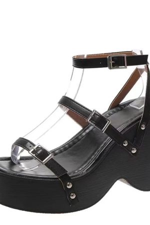 New Style Trends - Strapped Eclipse Platform Aesthetic Sandals - Outfit Ideas
