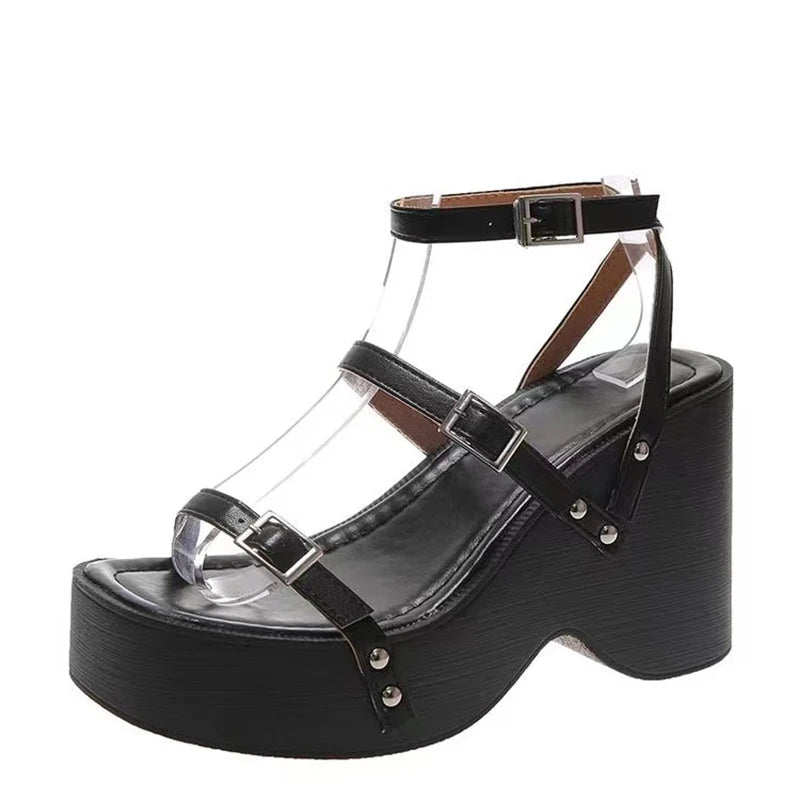 New Style Trends - Strapped Eclipse Platform Aesthetic Sandals - Outfit Ideas