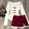 New Style Trends - Sweetheart Ribbon Alt Lace Long Sleeve Outfit Set - Outfit Ideas