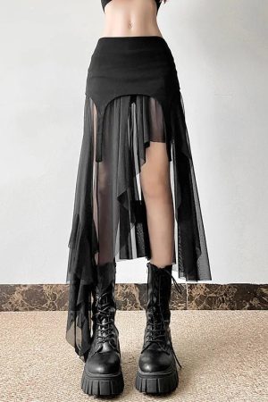 New Style Trends - Twilight Shroud Alt Edgy High-Low Skirt - Outfit Ideas