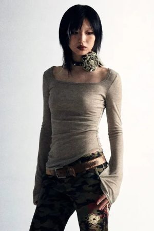 New Style Trends - Twilight Thorns Y2k Embroidered Long Sleeve Top - Outfit Ideas