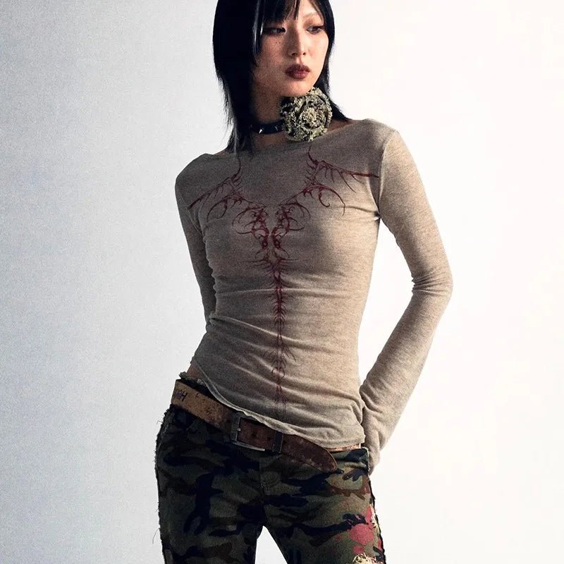 New Style Trends - Twilight Thorns Y2k Embroidered Long Sleeve Top - Outfit Ideas