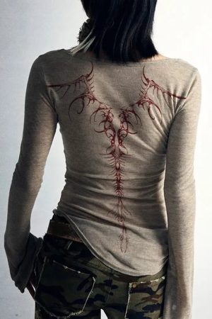 New Style Trends - Twilight Thorns Y2k Embroidered Long Sleeve Top - Outfit Ideas