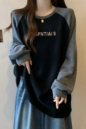 New Style Trends - Two-Tone Raglan Retro Oversized Sweatshirt - Outfit Ideas