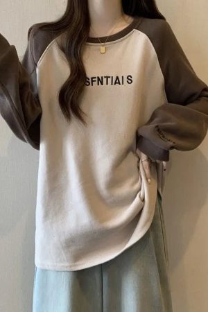 New Style Trends - Two-Tone Raglan Retro Oversized Sweatshirt - Outfit Ideas