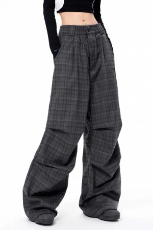 New Style Trends - Urban Shadow Edgy Plaid Wide-Leg Pants - Outfit Ideas