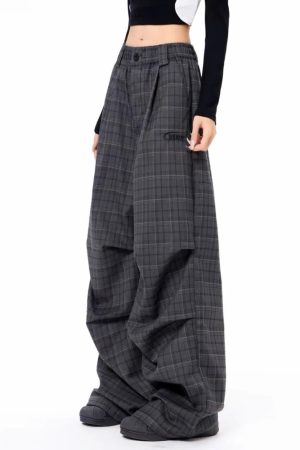 New Style Trends - Urban Shadow Edgy Plaid Wide-Leg Pants - Outfit Ideas
