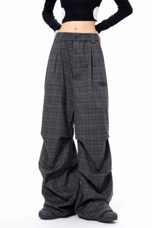 New Style Trends - Urban Shadow Edgy Plaid Wide-Leg Pants - Outfit Ideas