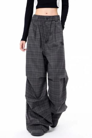 New Style Trends - Urban Shadow Edgy Plaid Wide-Leg Pants - Outfit Ideas