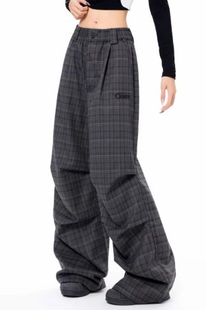 New Style Trends - Urban Shadow Edgy Plaid Wide-Leg Pants - Outfit Ideas