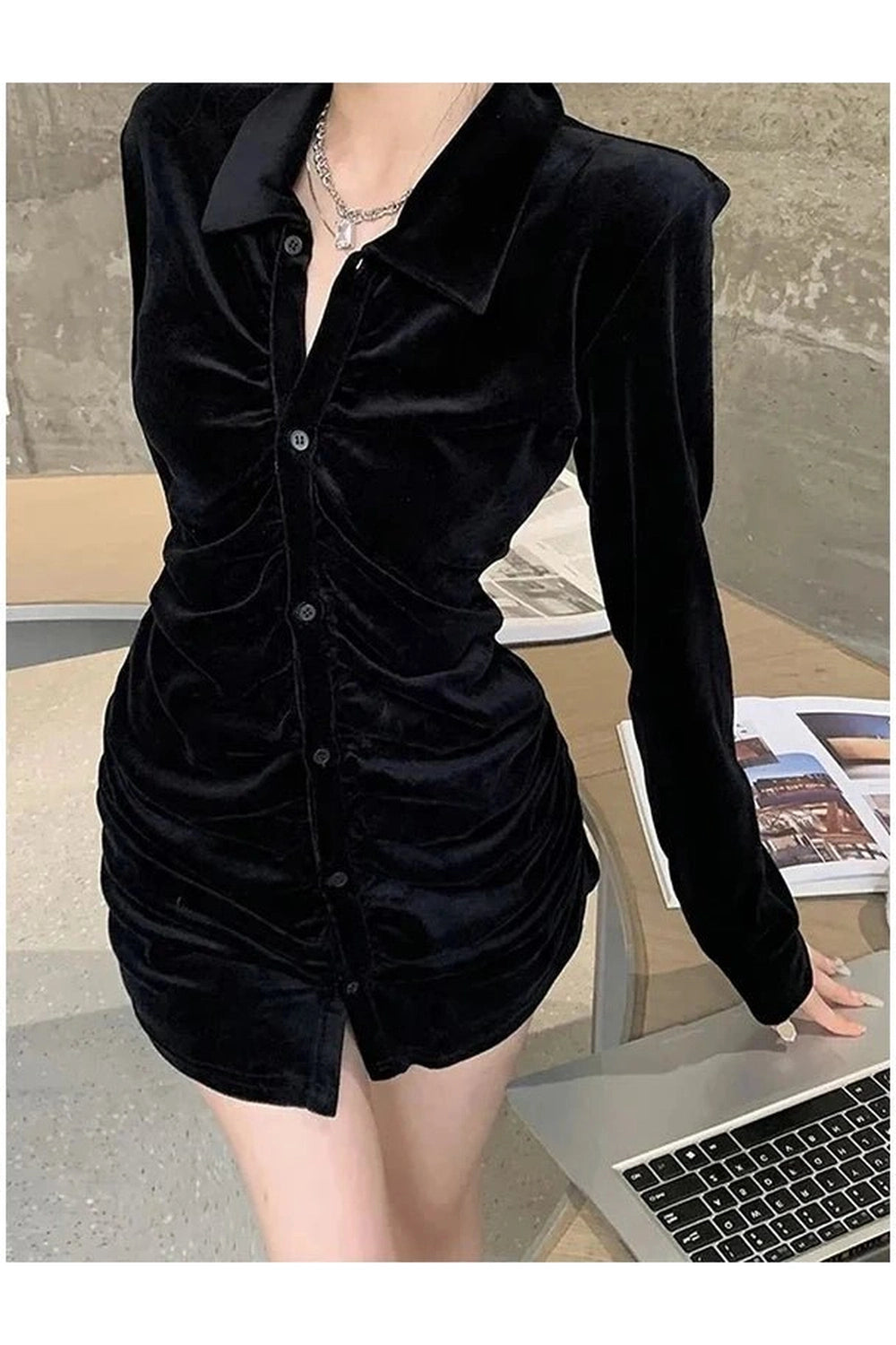 New Style Trends - Velvet Pleated Blouse - Outfit Ideas