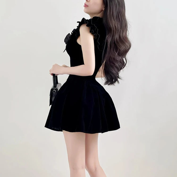 New Style Trends - Velvet Ruffle Princess Mini Goth Dress - Outfit Ideas New Style Trends - Velvet Ruffle Princess Mini Goth Dress - Outfit Ideas