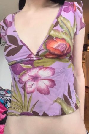 New Style Trends - Violet Heat Floral Coquette Top - Outfit Ideas