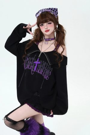 New Style Trends - Violet Rebellion Chain Pastel Goth Sweater - Outfit Ideas