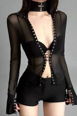 New Style Trends - Webbed Vixen Goth Alt Blouse - Outfit Ideas