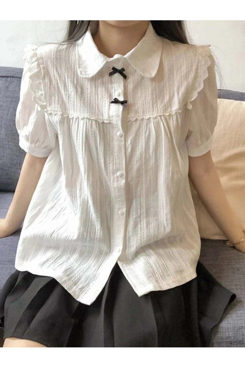 New Style Trends - White Lace Peter Pan Blouse - Outfit Ideas