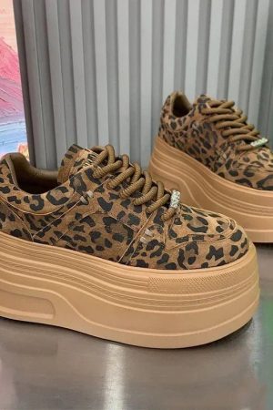 New Style Trends - Wild Instinct Aesthetic Leopard Platform Sneakers - Outfit Ideas