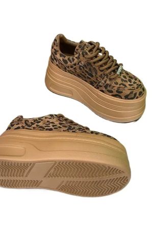New Style Trends - Wild Instinct Aesthetic Leopard Platform Sneakers - Outfit Ideas