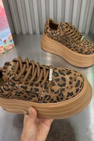 New Style Trends - Wild Instinct Aesthetic Leopard Platform Sneakers - Outfit Ideas