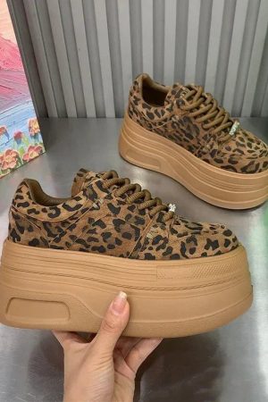New Style Trends - Wild Instinct Aesthetic Leopard Platform Sneakers - Outfit Ideas