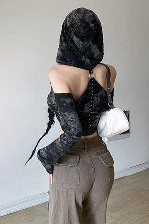 New Style Trends - Witchcore Cold Shoulder Alt Hoodie - Outfit Ideas