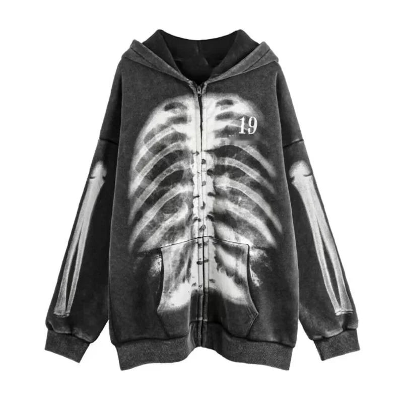 New Style Trends - X-Ray Gothcore Skeleton Alt Edgy Hoodie - Outfit Ideas