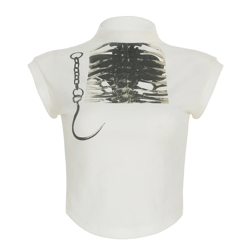 New Style Trends - X-Ray Spine Alt Mock Neck Crop Top - Outfit Ideas