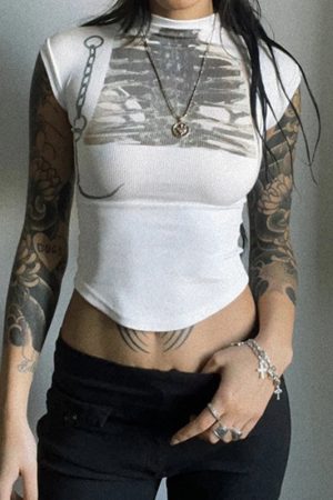 New Style Trends - X-Ray Spine Alt Mock Neck Crop Top - Outfit Ideas