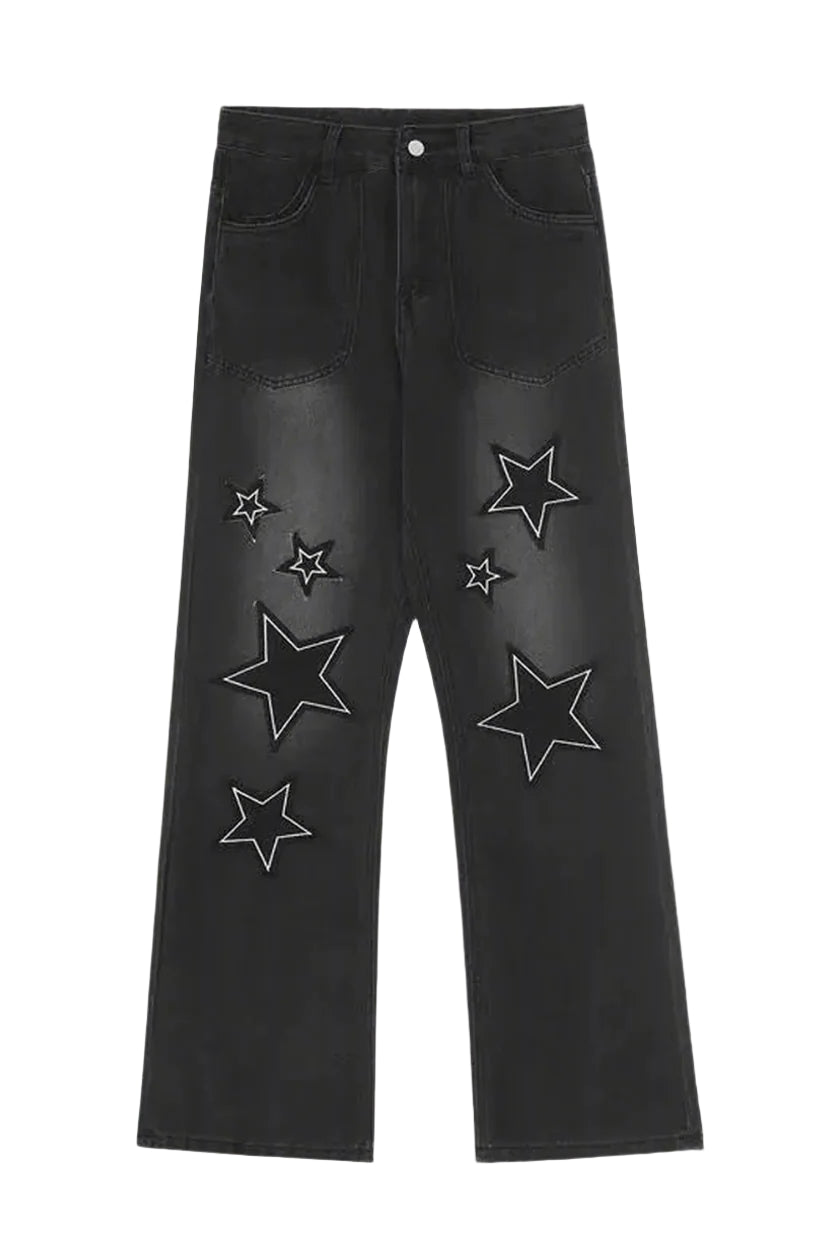 New Style Trends - Y2k Acubi Gradient Star Embroidery Jeans - Outfit Ideas