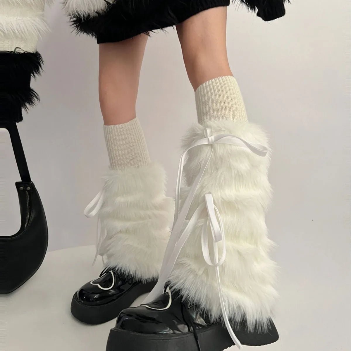 New Style Trends - Y2k Angelic Fluff Ribbon Leg Warmers - Outfit Ideas New Style Trends - Y2k Angelic Fluff Ribbon Leg Warmers - Outfit Ideas