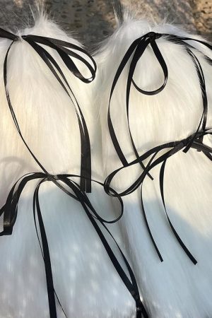 New Style Trends - Y2k Angelic Fluff Ribbon Leg Warmers - Outfit Ideas