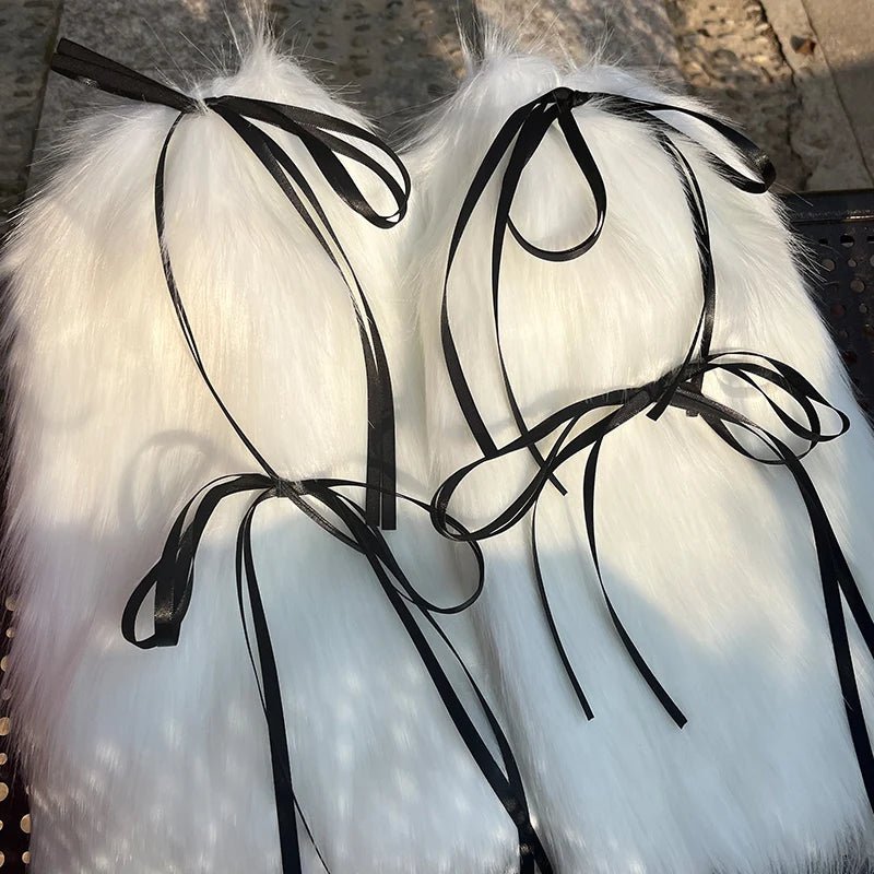 New Style Trends - Y2k Angelic Fluff Ribbon Leg Warmers - Outfit Ideas New Style Trends - Y2k Angelic Fluff Ribbon Leg Warmers - Outfit Ideas