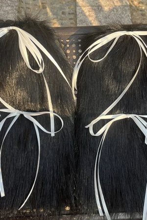 New Style Trends - Y2k Angelic Fluff Ribbon Leg Warmers - Outfit Ideas