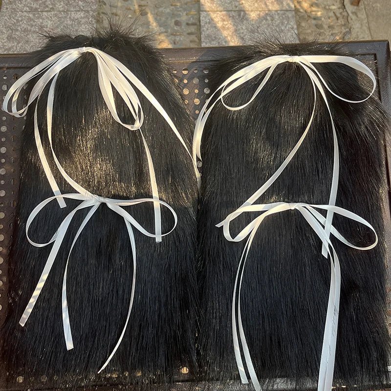 New Style Trends - Y2k Angelic Fluff Ribbon Leg Warmers - Outfit Ideas New Style Trends - Y2k Angelic Fluff Ribbon Leg Warmers - Outfit Ideas