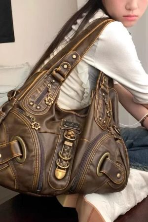 New Style Trends - Y2k Antique Brass Detail Hobo Bag - Outfit Ideas